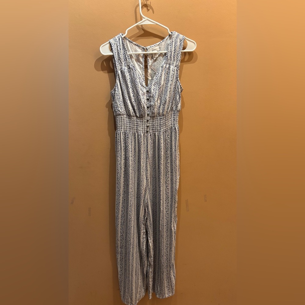 Japna bohemian sleeveless wide-leg jumpsuit smocked waist button details NWOT